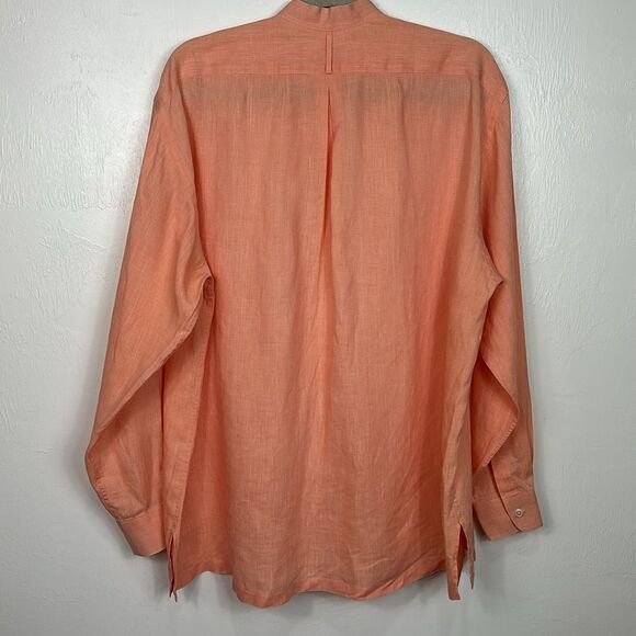 Sartorial Long Sleeve Banded Collar Button Down Shirt In Orange Size XL - Picture 4 of 7